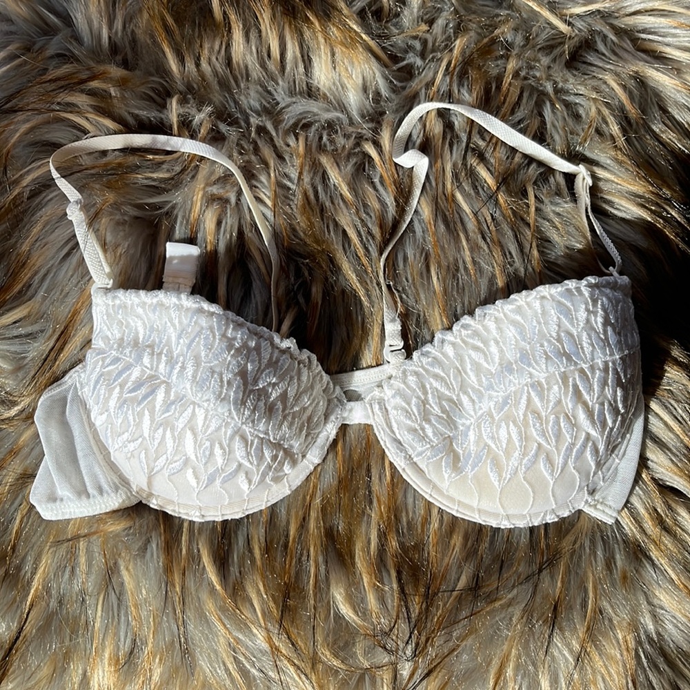 Embroidered lace bra